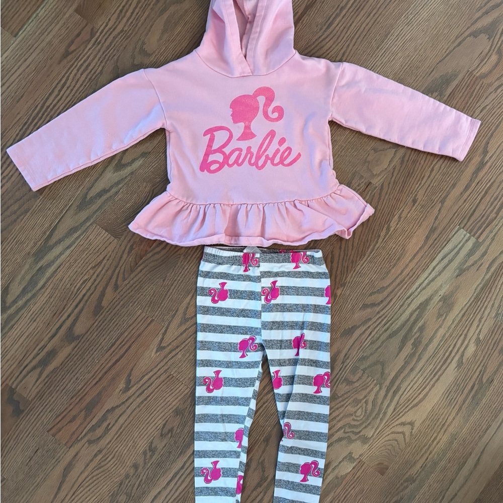 Barbie Pink Hoodie and Striped Leggings Set